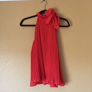 H&M Pleated Blood Orange Top - Size 2